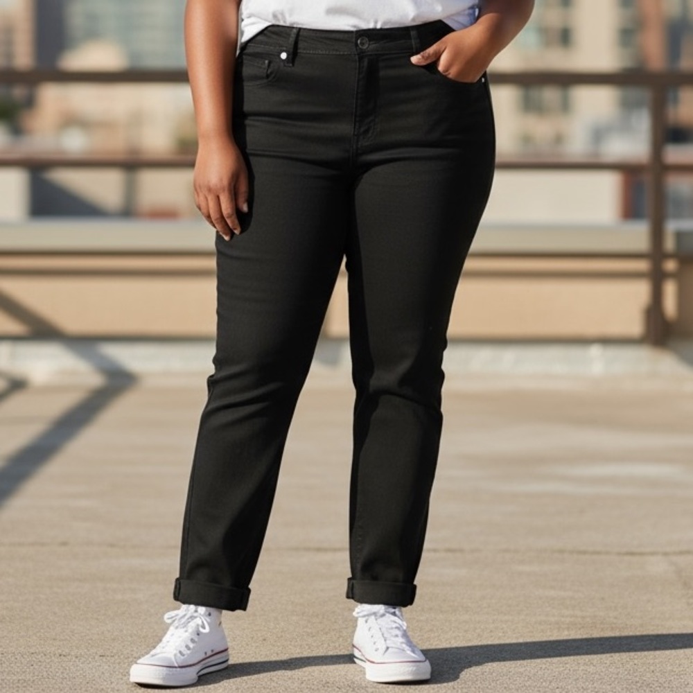 313. Chaps Women's Black Straight Leg Jeans